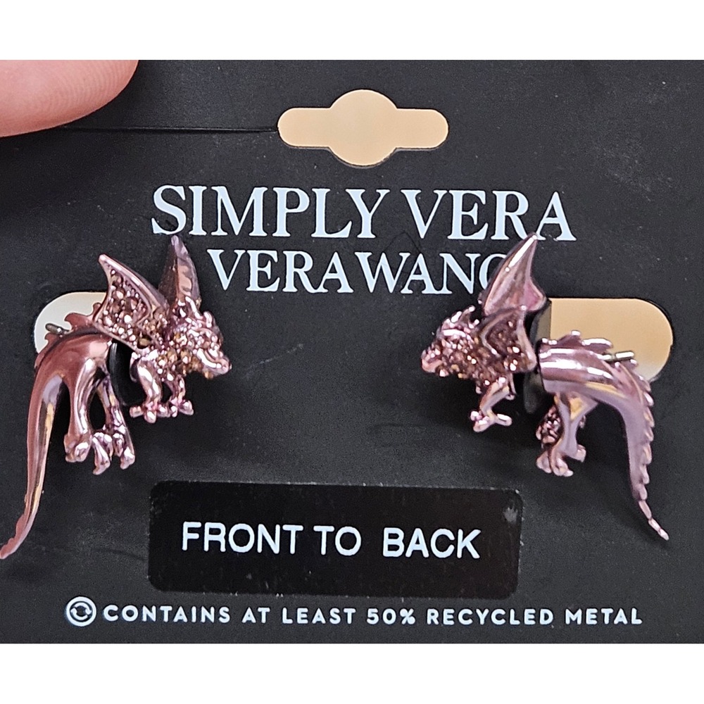 Simply Vera Vera Wang Dragon Front to Back Earrings Metallic Purple/Pink Studs